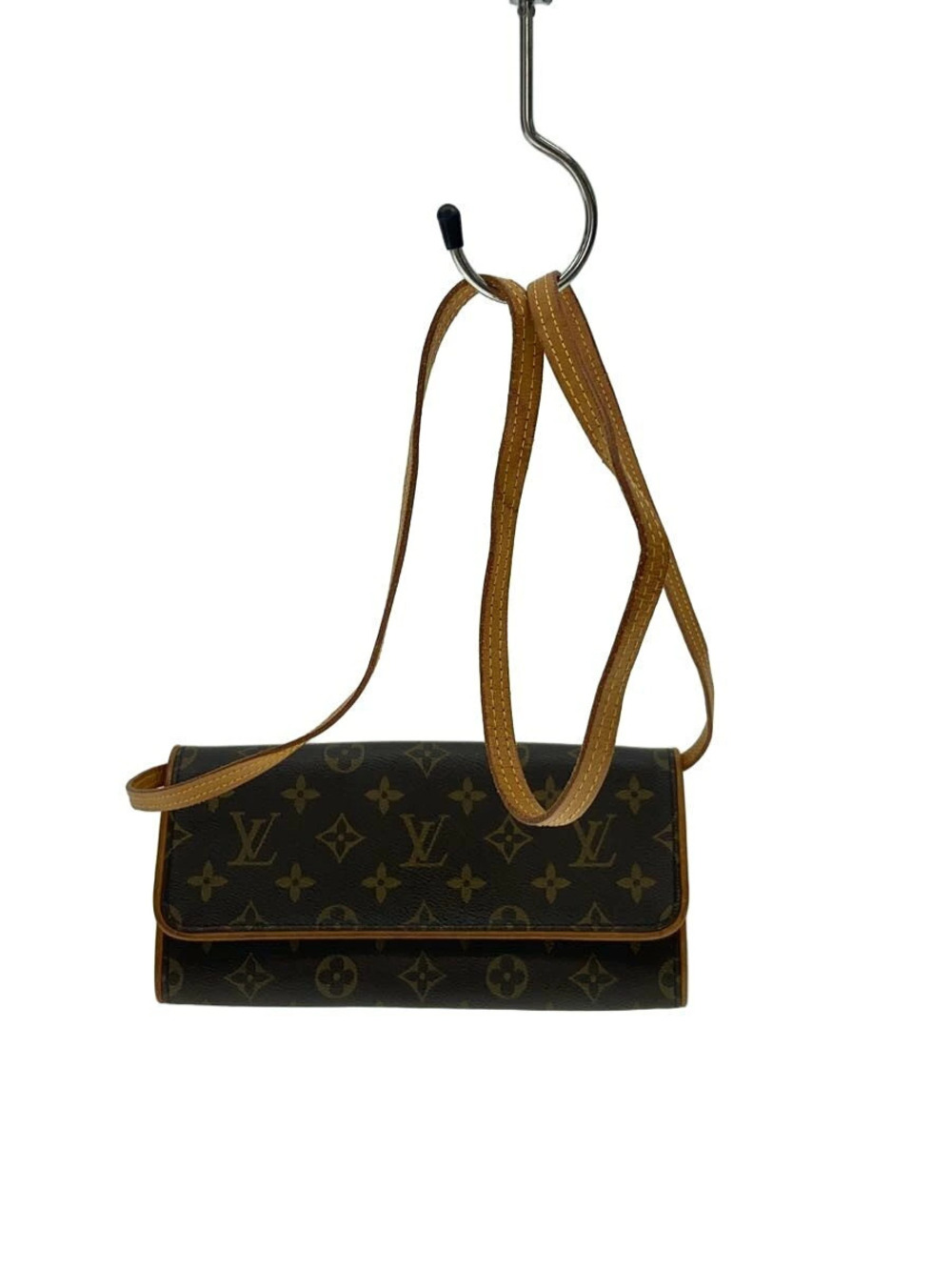 LOUIS VUITTON Pochette Twin Monogram Canvas Shoulder Bag Brown